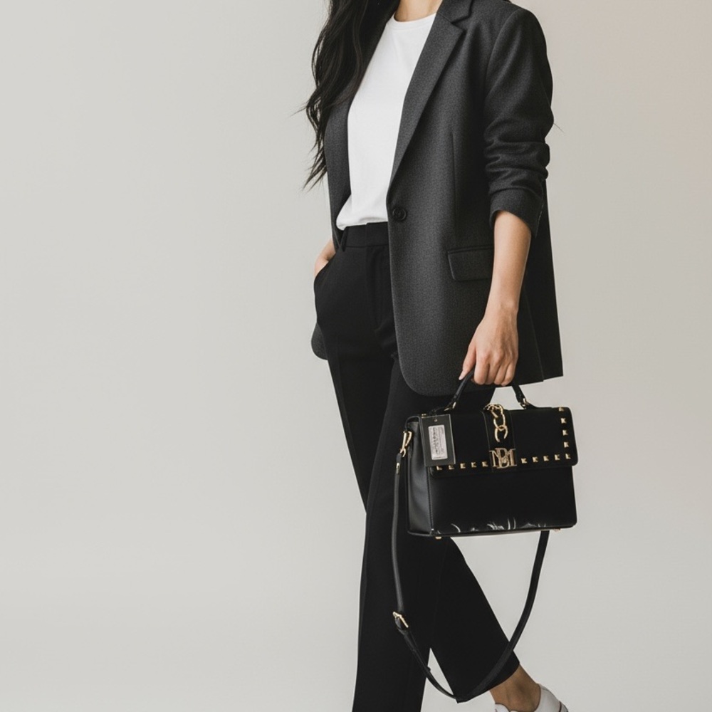 Badgley Mischka  Black Studded Women's Bag - Picture 3 of 12